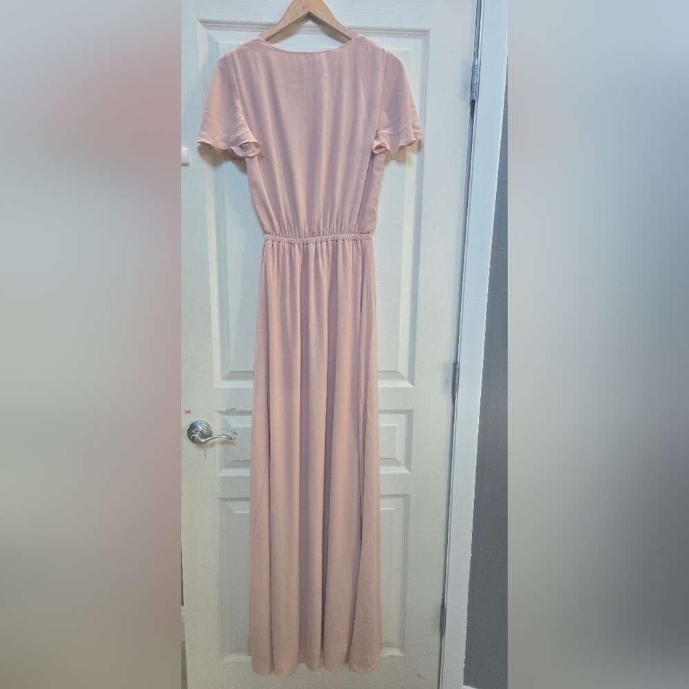 Show Me Your MuMu Michelle Flutter Sleeve Maxi Dress Pink Size Small - Picture 12 of 12